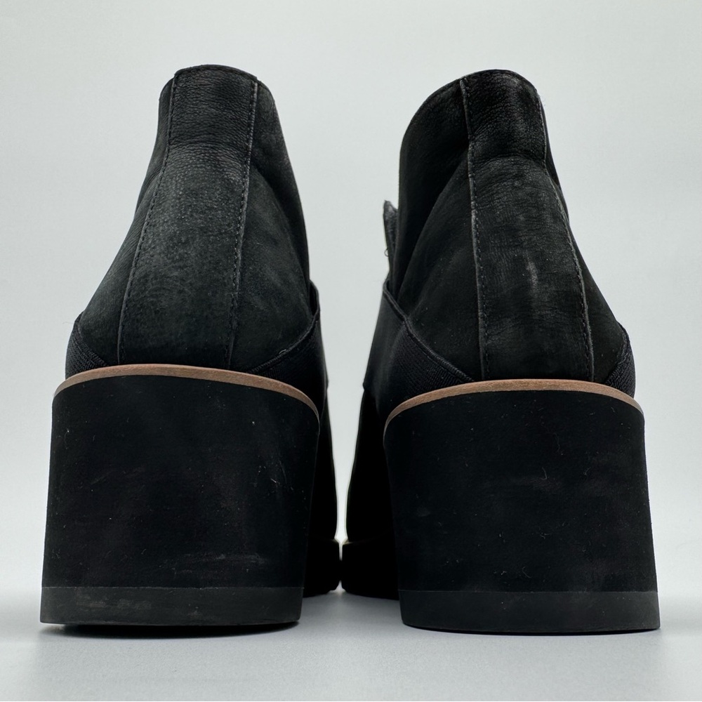 Eileen Fisher Lark Black Nubuck Leather Wedge Ankle Boots Size 9.5 - Picture 6 of 13